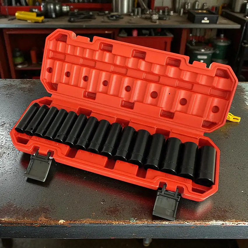 Voche® 3/8" Deep Impact Socket Set 15pc 8-22mm Heavy Duty CRV with Storage Case