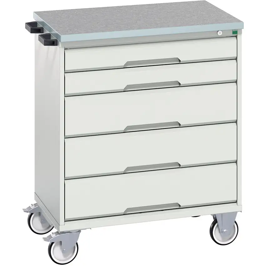 bott VERSO MOBILE 5 DRAWER CABINET 800x550x980 W/ LINO WORKTOP L-GREY