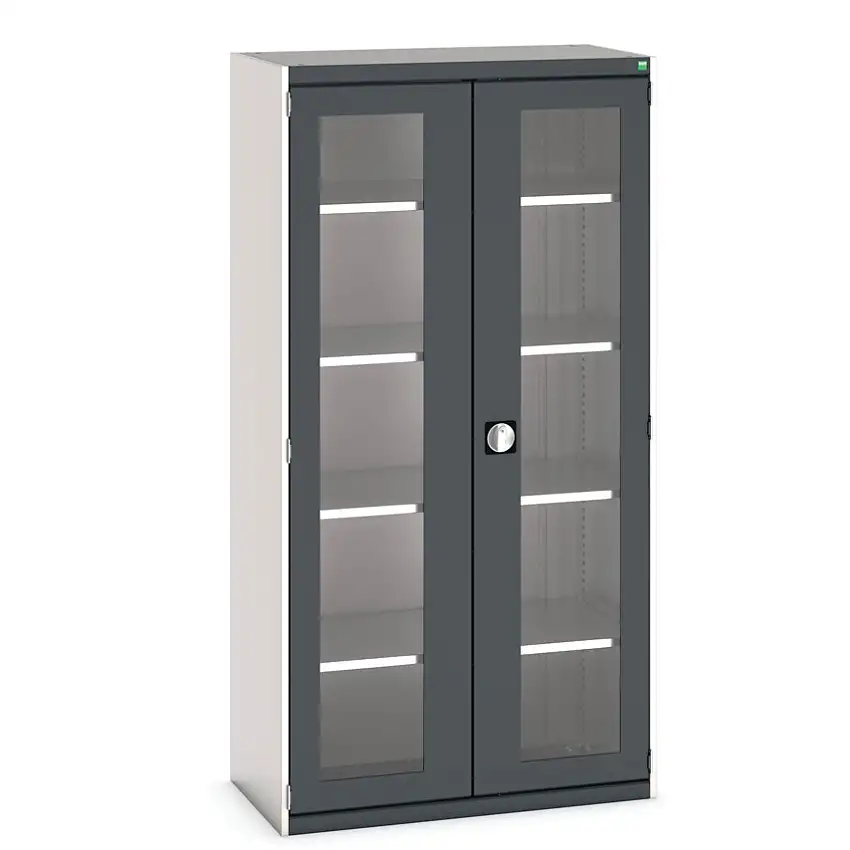 bott Cubio Storage Cabinet, 2 Clearview Doors, Anthracite Grey, 2000 x 1050 x 525mm
