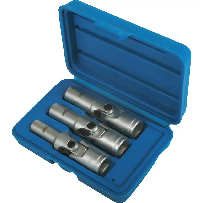 Laser Tools 3/8in. Drive, Glow Plug Socket Set, Metric, 8mm - 12mm, Set of 3, Satin Finish