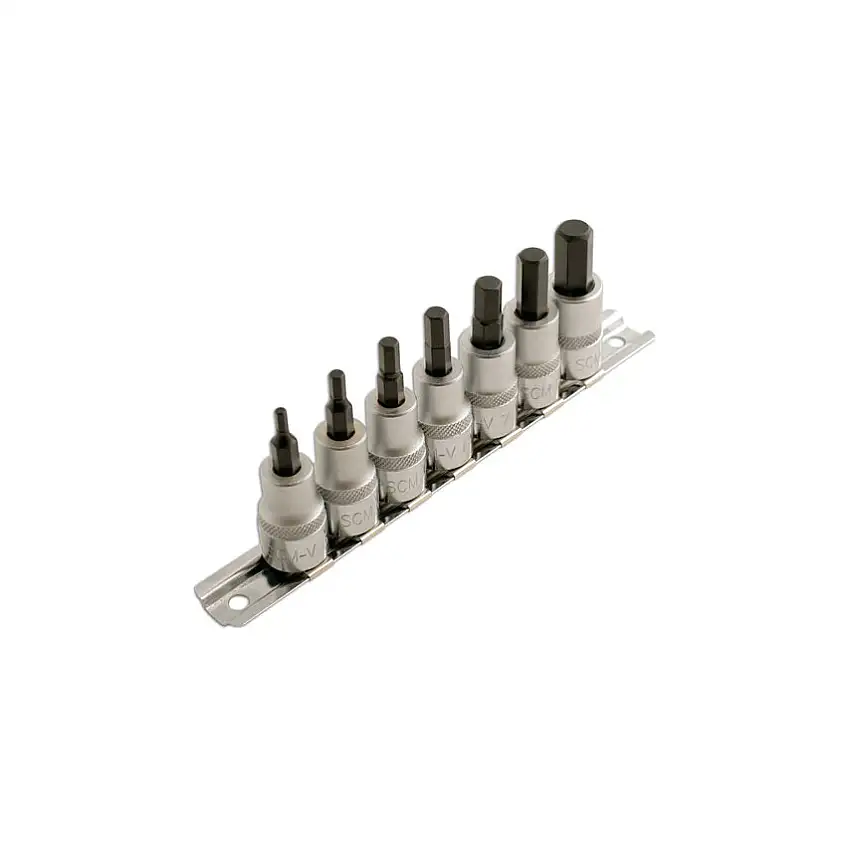 Laser Tools 3/8in. Drive, Socket and Bit Set, Metric, 3mm - 10mm, Set of 7, Chromed Finish