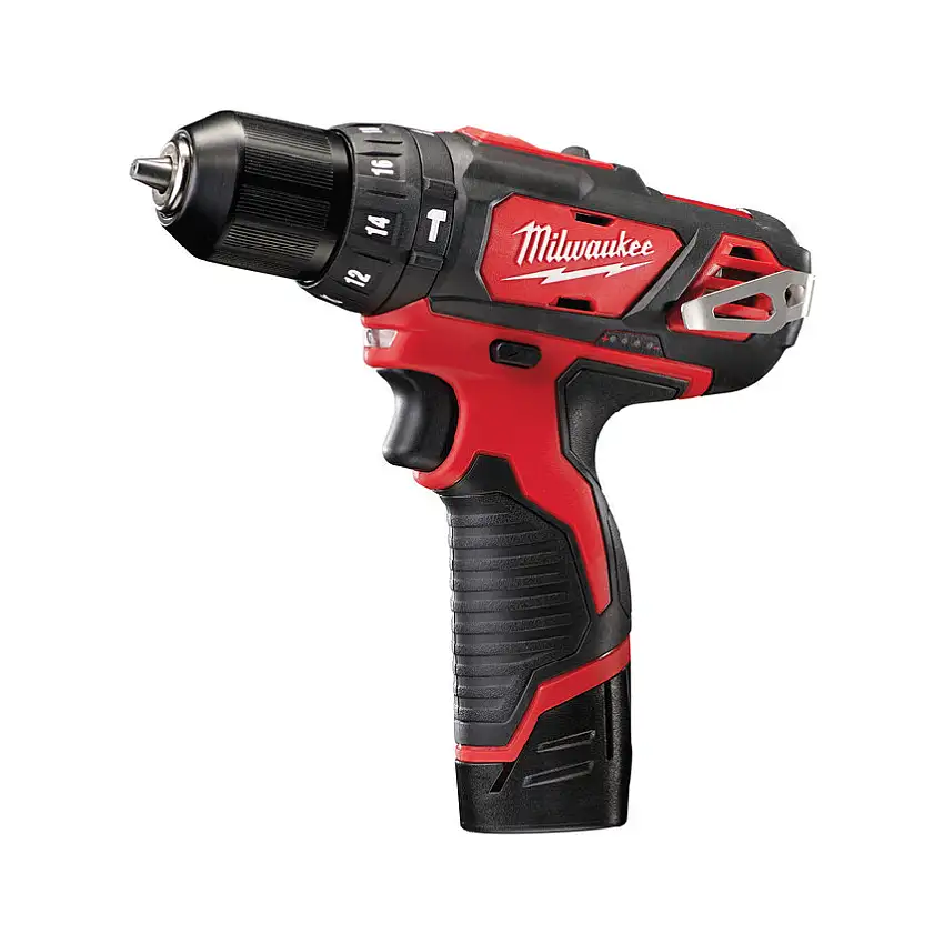 Milwaukee M12BPD-202C, Cordless Percussion Drill, 12V, 10mm Keyless Chuck, Brushed, 2x2.0Ah