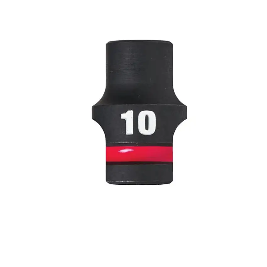 Milwaukee 1/2in. Drive, Standard Hex Impact Socket, 10mm, Metric, Black Oxide Finish