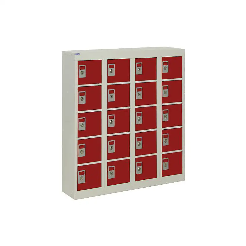 QMP WALL-MOUNTED PERSONAL EFFECTS LOCKER 20 COMPARTMENT RED