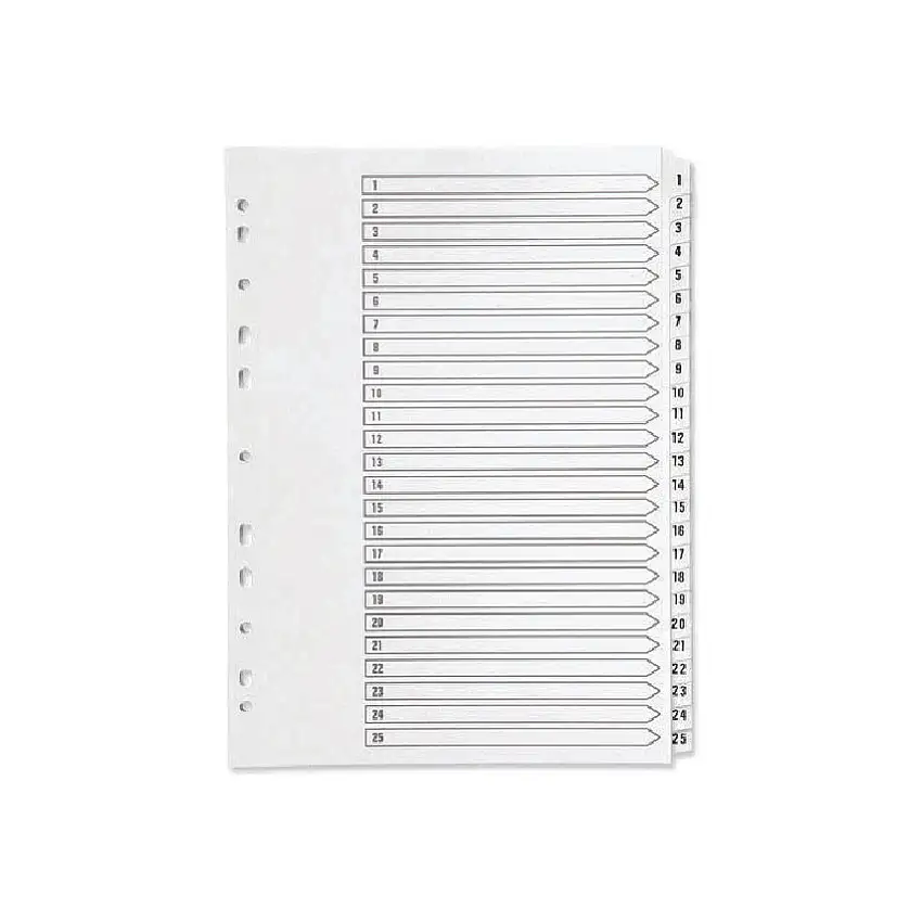 Qconnect 02501/CS25 1 MYLAR INDEX A4 1-25