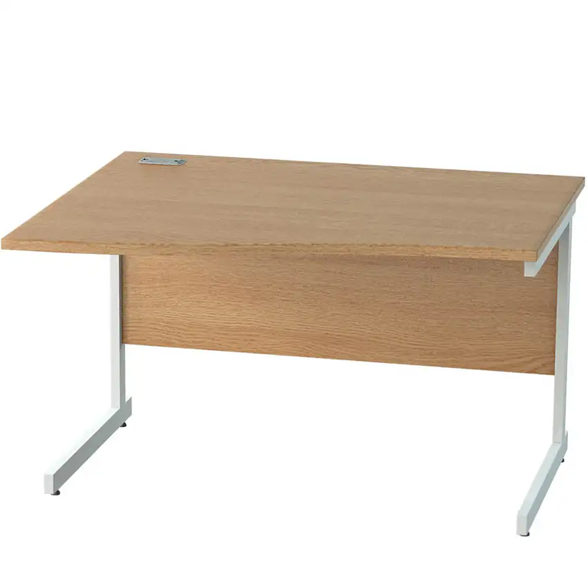 Lee & Plumpton 1200mm Left Hand Wave Cantilever Desk White/Light Oak