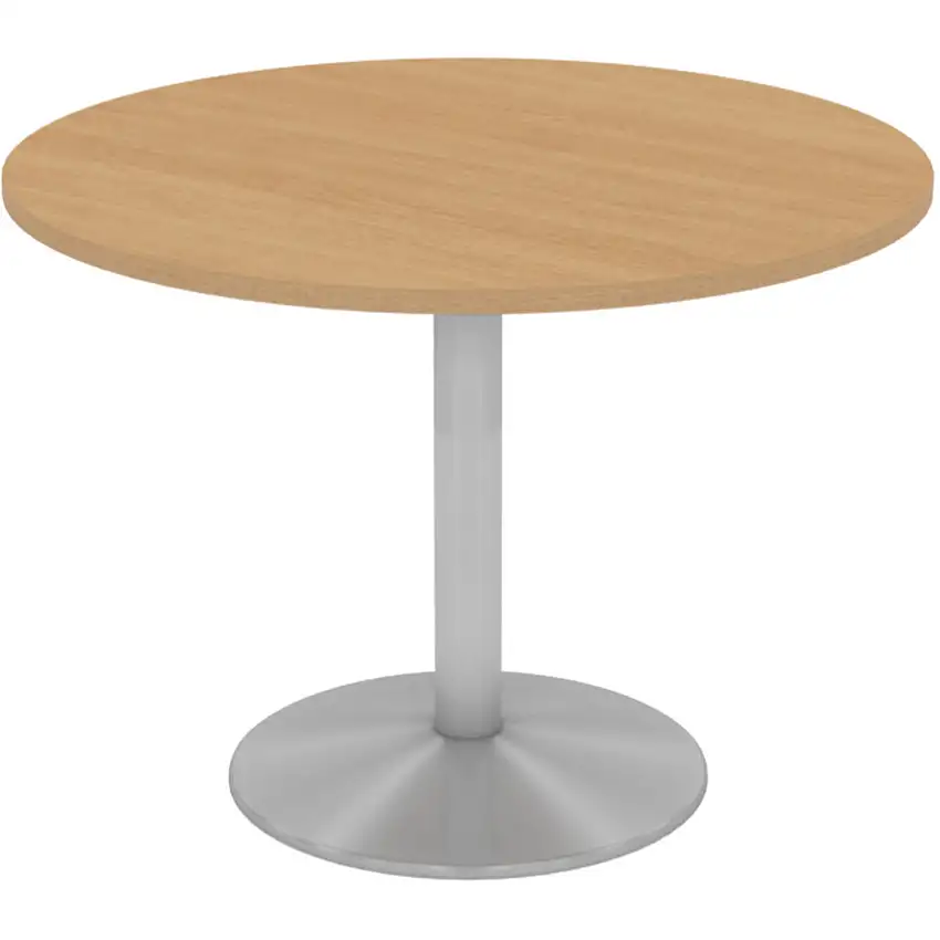 Lee & Plumpton Round Table 1000mm Column Silver/Light Oak