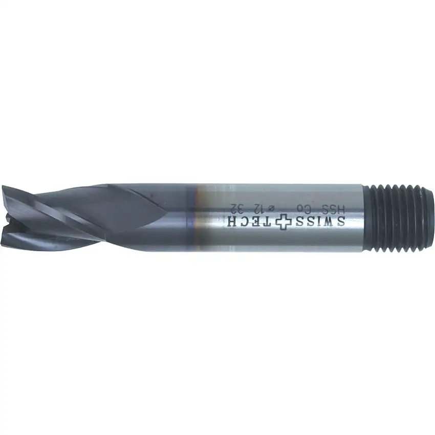SwissTech 20.00mm  HSS-Co 8% 3 Flute Threaded Shank Short Series Slot Drills - TiALN Coated
