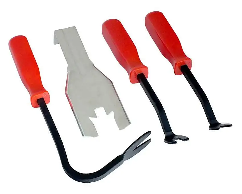 4PC CAR DOOR PANEL TRIM CLIP & UPHOLSTERY REMOVAL REMOVER TOOLS PRY BAR