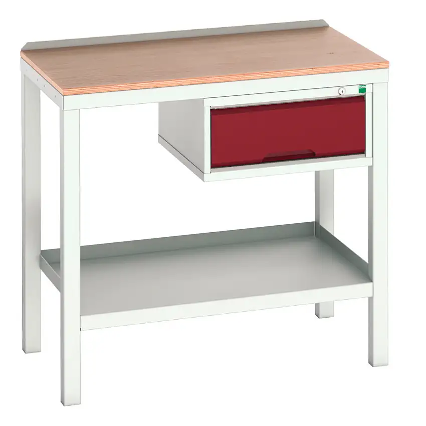 bott Verso Welded Bench 1000x600x930mm MPX Worktop - Light Grey/Red