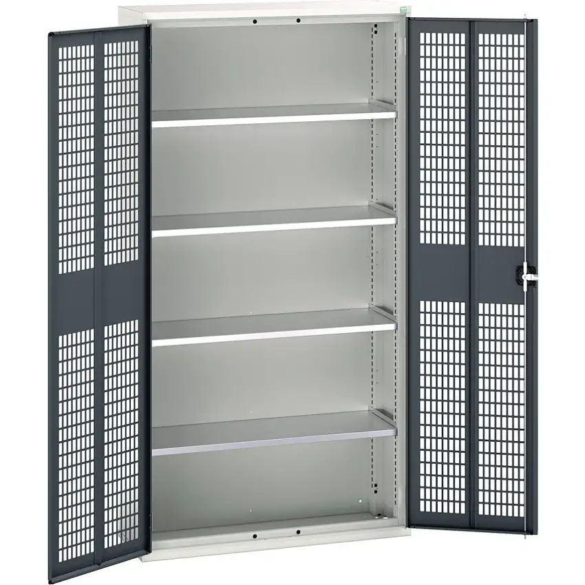 bott Verso Storage Cabinet, 2 Ventilated Doors, Anthracite Grey, 2000 x 1050 x 350mm