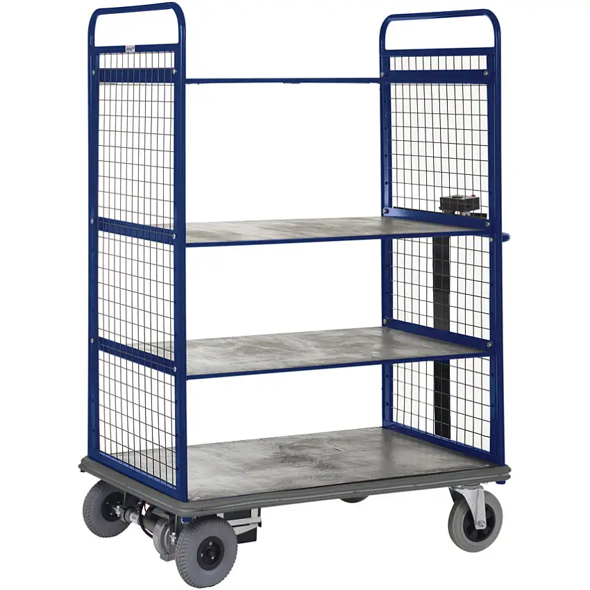 Apollo POWERED DISTRIBUTION TRUCK-1100H-3 SHELF WITH SIDES-1100X700 BLUE